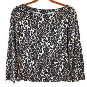 St. John Leopard/Cheetah Print Boatneck Tee Sz P